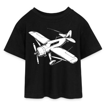 Propeller Plane Drawing - Teen Cropped Jersey T-Shirt - black - Front - AI Model Teenager Female light (150cm)
