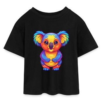 Koala Bunte Kawaii Cartoon Figur Clipart - Teen Cropped Jersey T-Shirt - Schwarz - Vorne - AI Model Teenager Female light (150cm)