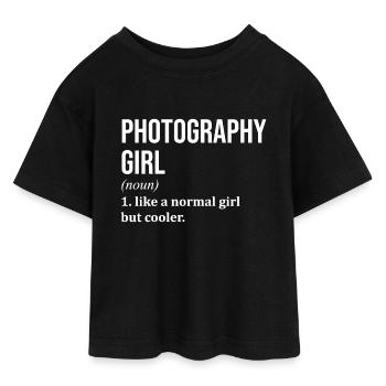 fotografía - Camiseta cropped juvenil de punto liso - negro - delante - AI Model Teenager Female light (150cm)
