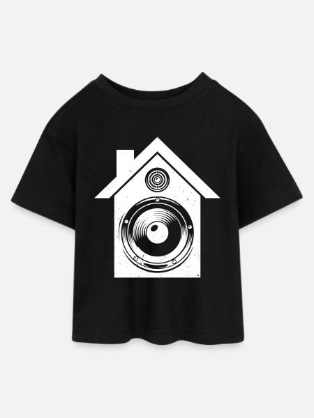 House - Teen Cropped Jersey T-Shirt - Schwarz