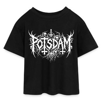 Favorite City Potsdam Black Metal Art - Teen Cropped Jersey T-Shirt - black - Front - AI Model Teenager Female light (150cm)
