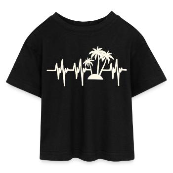 Vacances à la plage Heartbeat - T-shirt Crop Top en jersey Ado - noir - Devant - AI Model Teenager Female light (150cm)