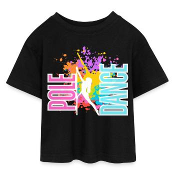 Pole Dance Splash Néon Couleurs - T-shirt Crop Top en jersey Ado - noir - Devant - AI Model Teenager Female light (150cm)