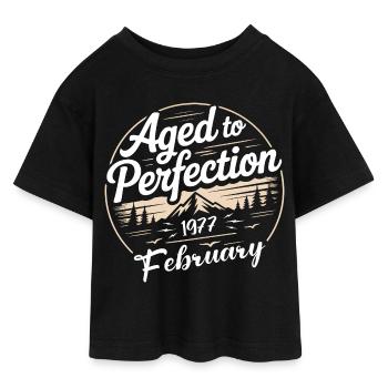 Février 1977 - T-shirt Crop Top en jersey Ado - noir - Devant - AI Model Teenager Female light (150cm)
