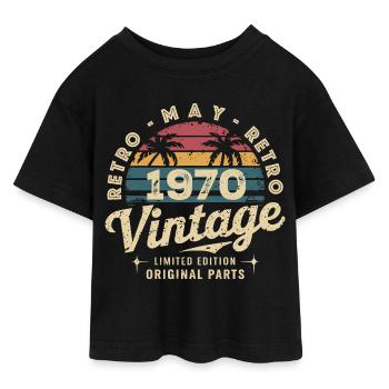 Vintage May 1970: The Authentic Myth May 1970 - Teen Cropped Jersey T-Shirt - black - Front - AI Model Teenager Female light (150cm)