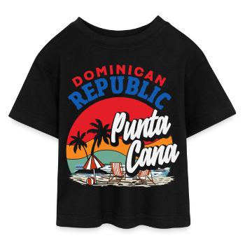 Drapeau de la République dominicaine Dom Rep Pride - T-shirt Crop Top en jersey Ado - noir - Devant - AI Model Teenager Female light (150cm)