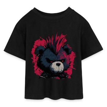 Niedlicher Punk Teddybär - Teen Cropped Jersey T-Shirt - Schwarz - Vorne - AI Model Teenager Female light (150cm)