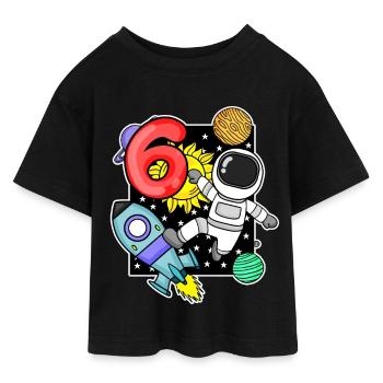 6ème anniversaire astronaute 6 ans cadeau garçon - T-shirt Crop Top en jersey Ado - noir - Devant - AI Model Teenager Female light (150cm)