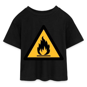 Symbole de danger - Inflammable (2 couleurs) - T-shirt Crop Top en jersey Ado - noir - Devant - AI Model Teenager Female light (150cm)