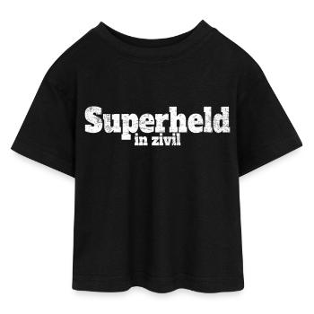 Superheld In Zivil Superhelden Kostüm Motto Party - Teen Cropped Jersey T-Shirt - Schwarz - Vorne - AI Model Teenager Female light (150cm)