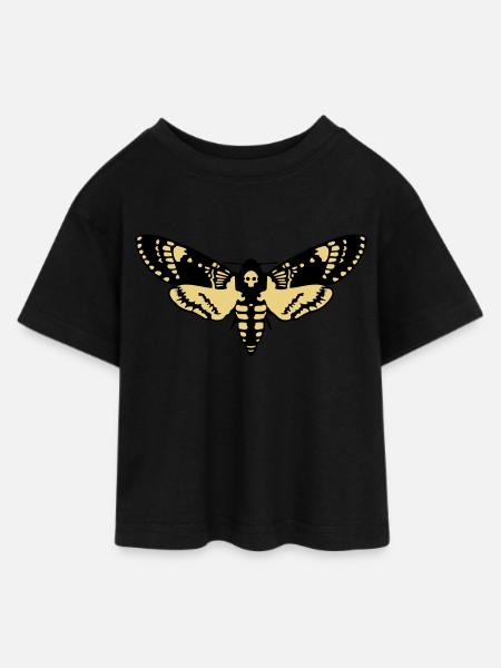 Sphinx Schädel butterfly skull - Teen Cropped Jersey T-Shirt - Schwarz