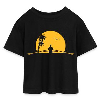 Coucher de soleil rameur aviron crânes d’aviron - T-shirt Crop Top en jersey Ado - noir - Devant - AI Model Teenager Female light (150cm)