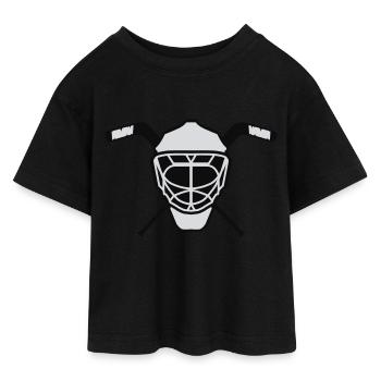 masque de hockey 3 neutre bicolore - T-shirt Crop Top en jersey Ado - noir - Devant - AI Model Teenager Female light (150cm)