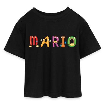 Mario - Teen Cropped Jersey T-Shirt - Schwarz - Vorne - AI Model Teenager Female light (150cm)