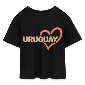 Uruguay Uruguay - Teen Cropped Jersey T-Shirt - Schwarz - Vorne - AI Model Teenager Female light (150cm)