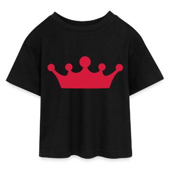 Crown - Teen Cropped Jersey T-Shirt - Schwarz - Vorne - AI Model Teenager Female light (150cm)