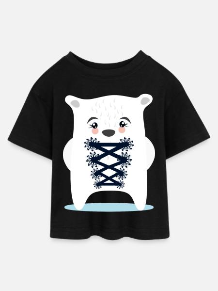 BAYERN EISBÄR TRACHTEN ERSATZ DIRNDL - Teen Cropped Jersey T-Shirt - Schwarz