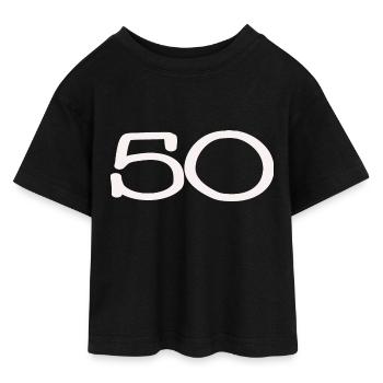 50. 50 YEARS. 50th ANNIVERSARY. 50TH ANNIVERSARY. - Teen Cropped Jersey T-Shirt - black - Front - AI Model Teenager Female light (150cm)
