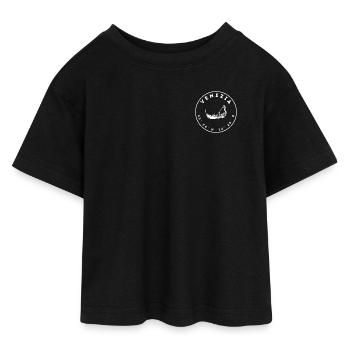 Venedig mit Gondel und Koordinaten - Teen Cropped Jersey T-Shirt - Schwarz - Vorne - AI Model Teenager Female light (150cm)