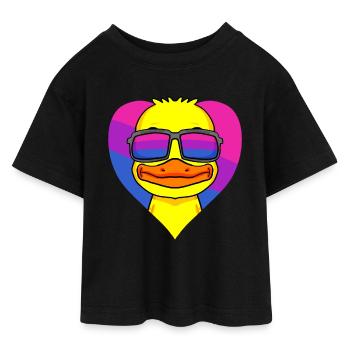 Biseksuel Duck Biseksualitet Hjerte Gave - Cropped jersey-T-shirt til teenagere - sort - Foran - AI Model Teenager Female light (150cm)
