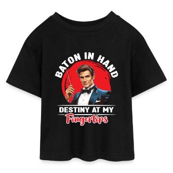 Directeur musical Bâton à la main Musicien mélomane - T-shirt Crop Top en jersey Ado - noir - Devant - AI Model Teenager Female light (150cm)