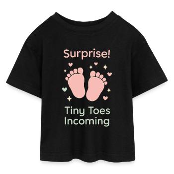 Unplanned Parents Club New Baby Life Gift - Teen Cropped Jersey T-Shirt - black - Front - AI Model Teenager Female light (150cm)