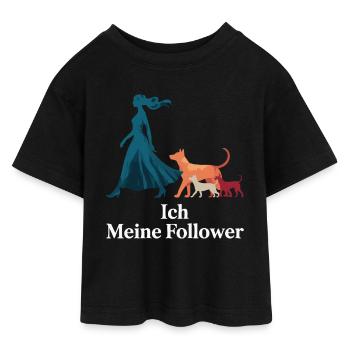 Ich & meine Follower – Hundehumor Design - Teen Cropped Jersey T-Shirt - Schwarz - Vorne - AI Model Teenager Female light (150cm)