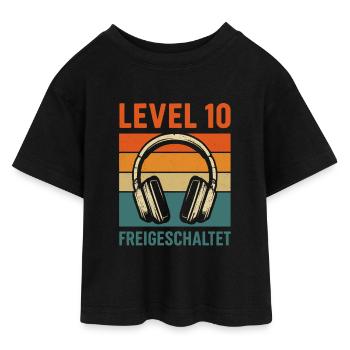 Level 10 freigeschaltet Geburtstag - Teen Cropped Jersey T-Shirt - Schwarz - Vorne - AI Model Teenager Female light (150cm)