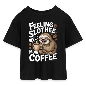 Funny Sloth Coffee Design - Teen Cropped Jersey T-Shirt - black - Front - AI Model Teenager Female light (150cm)