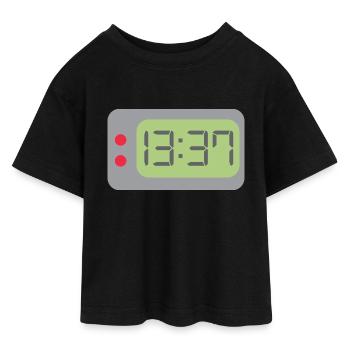 Horloge 1337 - T-shirt Crop Top en jersey Ado - noir - Devant - AI Model Teenager Female light (150cm)
