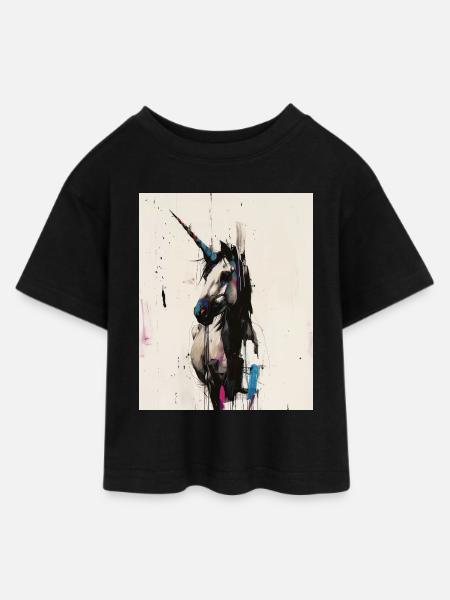 Einhorn-Gemälde - Teen Cropped Jersey T-Shirt - Schwarz
