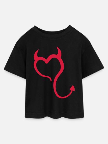 Little Devil 01 - Teen Cropped Jersey T-Shirt - Schwarz