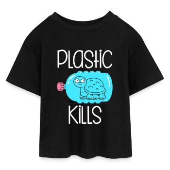 Plastic Kills - Teen Cropped Jersey T-Shirt - black - Front - AI Model Teenager Female light (150cm)