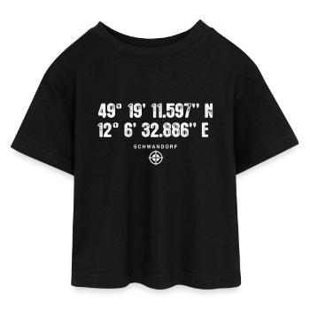 Schwandorf Geocacher Geschenk Standort GPS Stadt - Teen Cropped Jersey T-Shirt - Schwarz - Vorne - AI Model Teenager Female light (150cm)