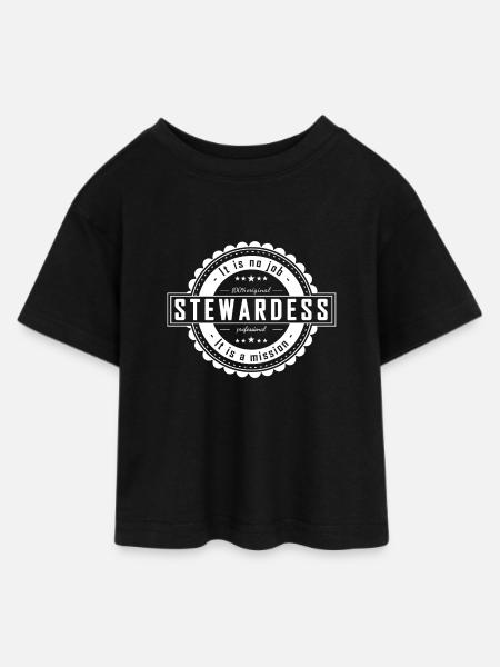 stewardess - Teen Cropped Jersey T-Shirt - Schwarz