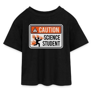 Attention étudiant en sciences - physique / chimie - T-shirt Crop Top en jersey Ado - noir - Devant - AI Model Teenager Female light (150cm)