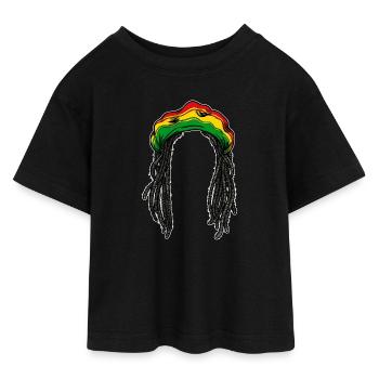 Rasta hairstyle braid hair reggae Jamaica chilling - T-shirt Crop Top en jersey Ado - noir - Devant - AI Model Teenager Female light (150cm)