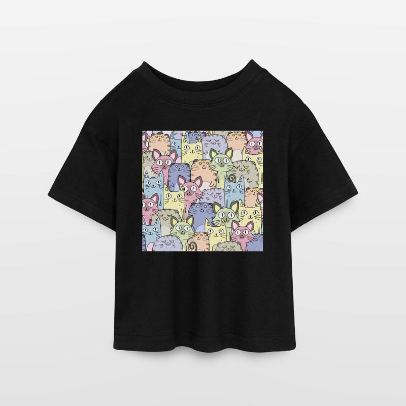 Cat Pattern Cat Wallpaper Cat Pattern Teen Cropped Jersey T-Shirt