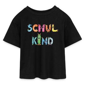 Schulkind Monster Buchstaben bunt & lustig - Teen Cropped Jersey T-Shirt - Schwarz - Vorne - AI Model Teenager Female light (150cm)