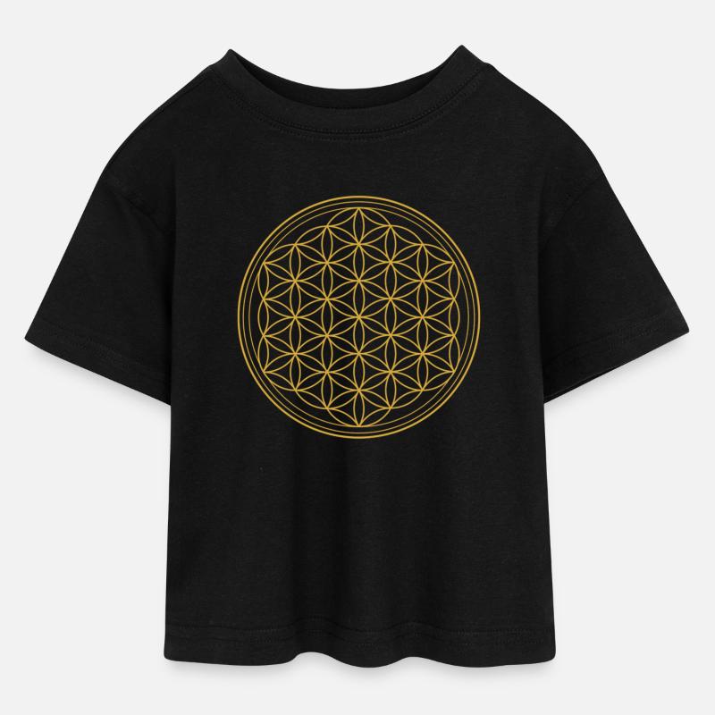 FLEUR DE VIE (OR) - T-shirt Crop Top en jersey Ado - noir