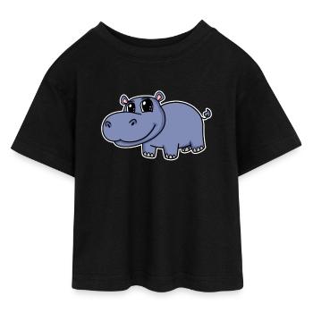 Nilpferd - Teen Cropped Jersey T-Shirt - Schwarz - Vorne - AI Model Teenager Female light (150cm)