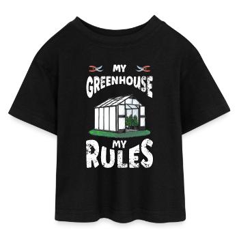Greenhouse Rules Gardening Gardener - Teen Cropped Jersey T-Shirt - black - Front - AI Model Teenager Female light (150cm)