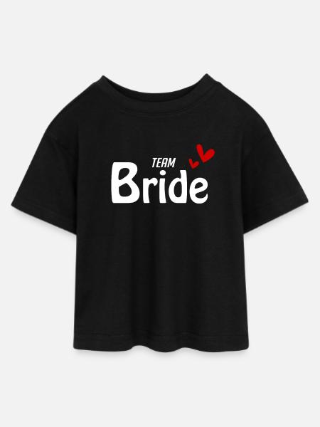 Team Bride - Teen Cropped Jersey T-Shirt - Schwarz
