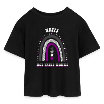 Happy Ace Pride Mois Asexuel Boho Rainbow - T-shirt Crop Top en jersey Ado - noir - Devant - AI Model Teenager Female light (150cm)