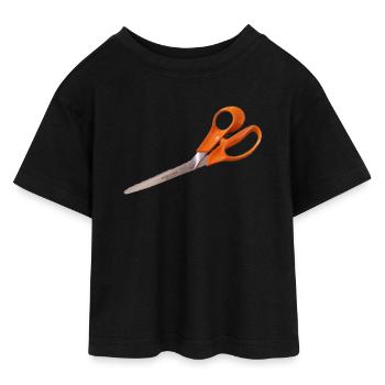 Orange Schere - Teen Cropped Jersey T-Shirt - Schwarz - Vorne - AI Model Teenager Female light (150cm)