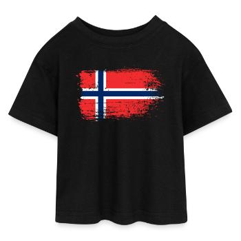 Texture grunge du drapeau norvégien - T-shirt Crop Top en jersey Ado - noir - Devant - AI Model Teenager Female light (150cm)