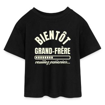 Bientôt Grand Frère - T-shirt Crop Top en jersey Ado - noir - Devant - AI Model Teenager Female light (150cm)