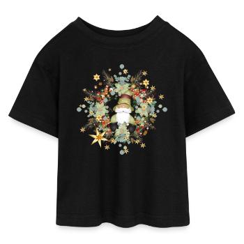 cute elf in the context of Christmas - Teen Cropped Jersey T-Shirt - black - Front - AI Model Teenager Female light (150cm)