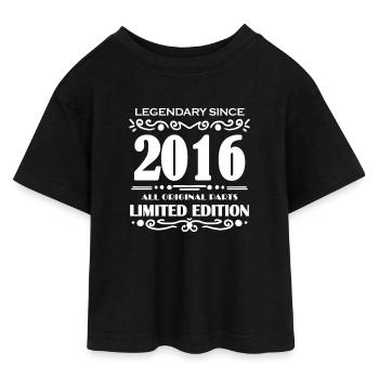 2016 - Jahrgang 2016 - Baujahr 2016 Spruch - Teen Cropped Jersey T-Shirt - Schwarz - Vorne - AI Model Teenager Female light (150cm)