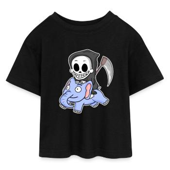 Grim Reaper Elephant - Teen Cropped Jersey T-Shirt - black - Front - AI Model Teenager Female light (150cm)